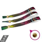 Stoffarmbänder (15 x 340 mm, einseitig farbig bedruckt mit variablen Daten) - mit wiederverschließbarem Verschluss aus Bambus-Kunststoff