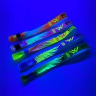 Stoffarmbänder (15 x 340 mm, einseitig farbig FLUORESCENT bedruckt mit variablen Daten) - mit wiederverschließbarem Verschluss aus Bambus-Kunststoff
