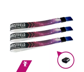   Stoffarmbänder (15x300mm, einseitig farbig bedruckt) - mit Selbstschließring- Kunststoff- Kindergröße
