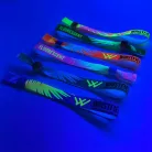 Stoffarmbänder (15x300mm, einseitig farbig FLUORESCENT bedruckt) – mit Selbstschließring- Kunststoff  - Kindergröße 