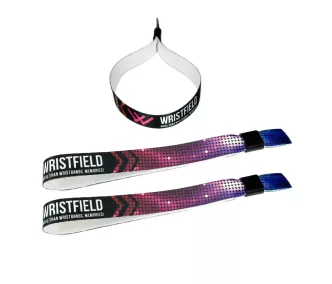   Stoffarmbänder (15x300mm, einseitig farbig bedruckt) - mit Selbstschließring- Kunststoff- Kindergröße