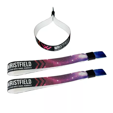 Stoffarmbänder (15x300mm, einseitig farbig bedruckt) - mit Selbstschließring- Kunststoff- Kindergröße