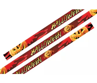   Stoffarmbänder (15x340mm, einseitig farbig bedruckt) - mit Selbstschließring- Kunststoff - mit festem Musterdruck - Halloween Kürbis