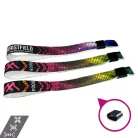 Stoffarmbänder (15 x 340 mm, einseitig farbig bedruckt mit variablen Daten) - mit Selbstschließring aus Kunststoff