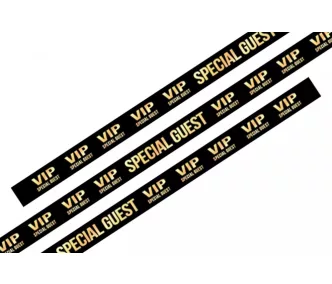   Stoffarmbänder (15 x 340 mm, einseitig farbig bedruckt) - mit schwarzem Selbstschließring aus Kunststoff und festem Musterdruck - VIP SPECIAL GUEST