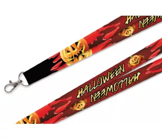   Schlüsselband Satin Patterns  20mm - mit Schlüsselkarabiner - Halloween Kürbis