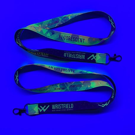 Schlüsselband Satin gerippt personalisiert 20x900 mm FLUORESCENT bedruckt- mit Schlüsselkarabiner 