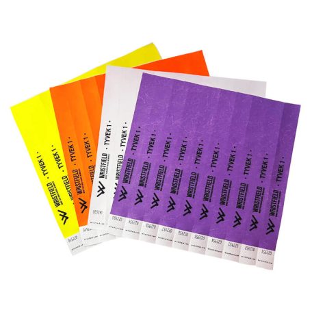 Tyvek 1" personalisierte Einlassbänder haltbar und wasserfest, mit Seriennummerierung - SCHWARZ bedruckt (TOP Qualität)